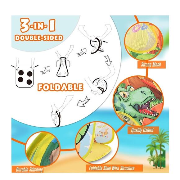 Dinosaur Toss Game with 6 Fruit Bean Bags, 2 Throwing Axes, 6 Sticky Balls - Picture 5 of 5